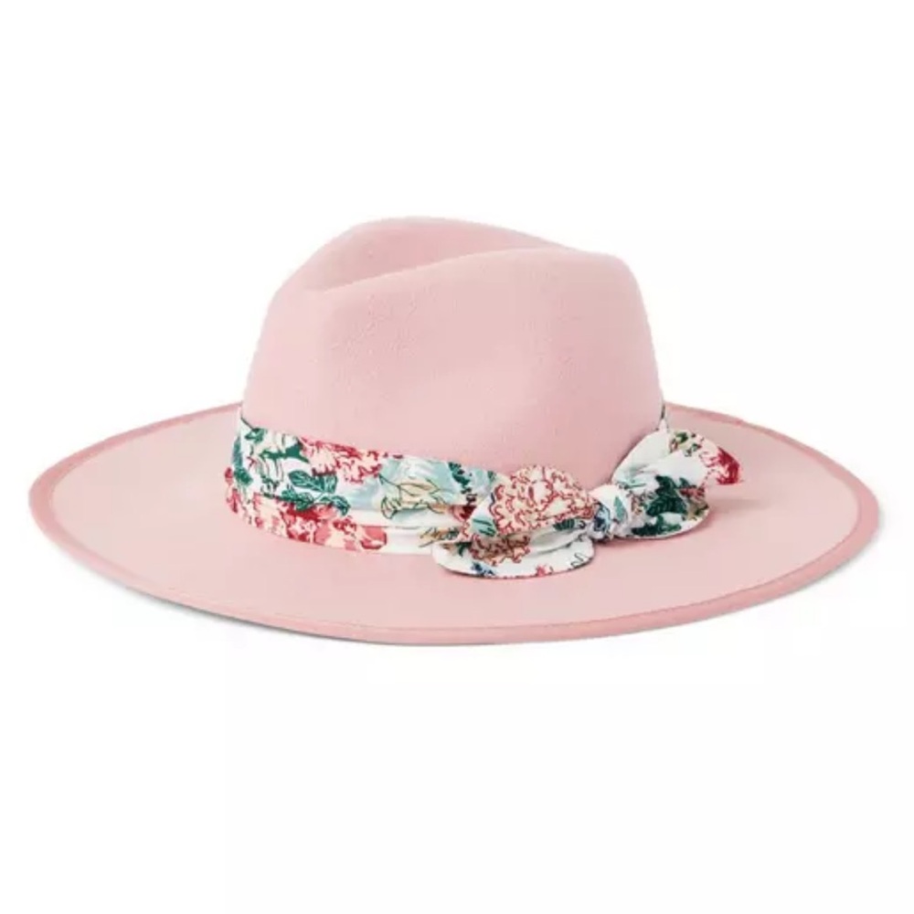 JANIE & JACK NWT Size 12-24M Girls Pink Floral Felt Brim Hat